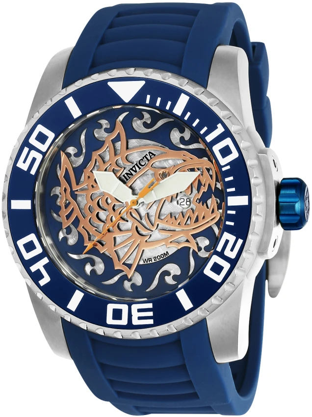 透明クリアスケルトン時計メンズ滑らかに流れるスイープ運針INVICTA Pro Diver model 22128 | Invictawatch