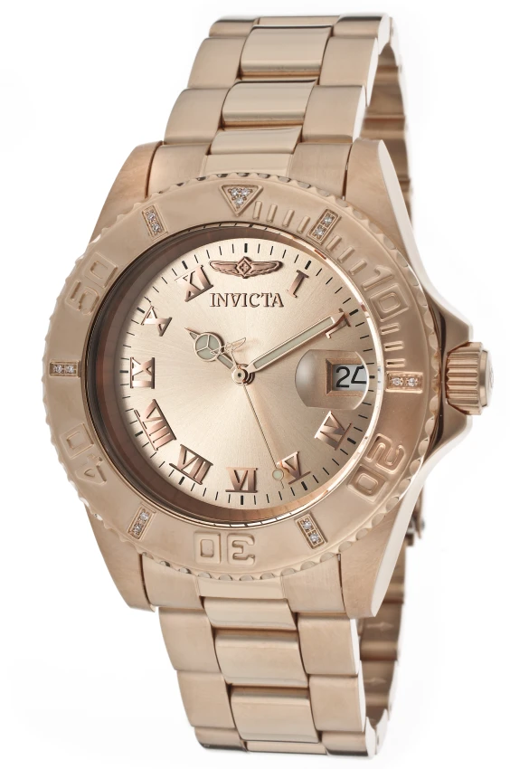Мужские часы Invicta Pro Diver Crestlink 0.06 Carat Diamond Watch - 40mm, Rose Gold (12821), цвет: Золотой — фото 4