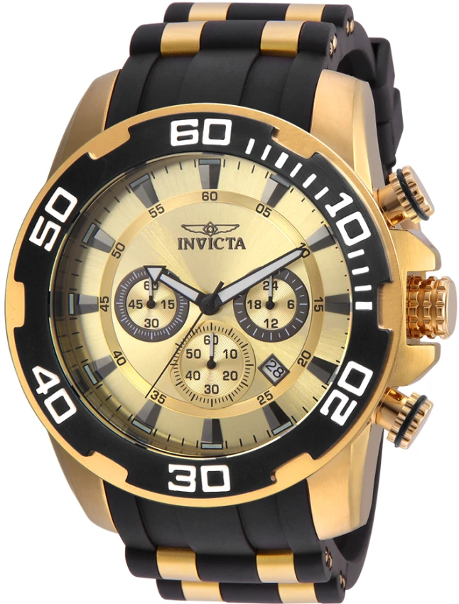 Мужские часы Invicta Pro Diver Scuba Watch - 50mm, Black, Gold (ZG-22346), цвет: Чёрный / Золотой — фото 4