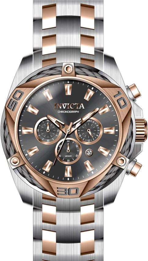 Мужские часы Invicta Bolt Tensora - 50mm, Steel, Rose Gold (ZG-34135), цвет: Стальной / Золотой — фото 2