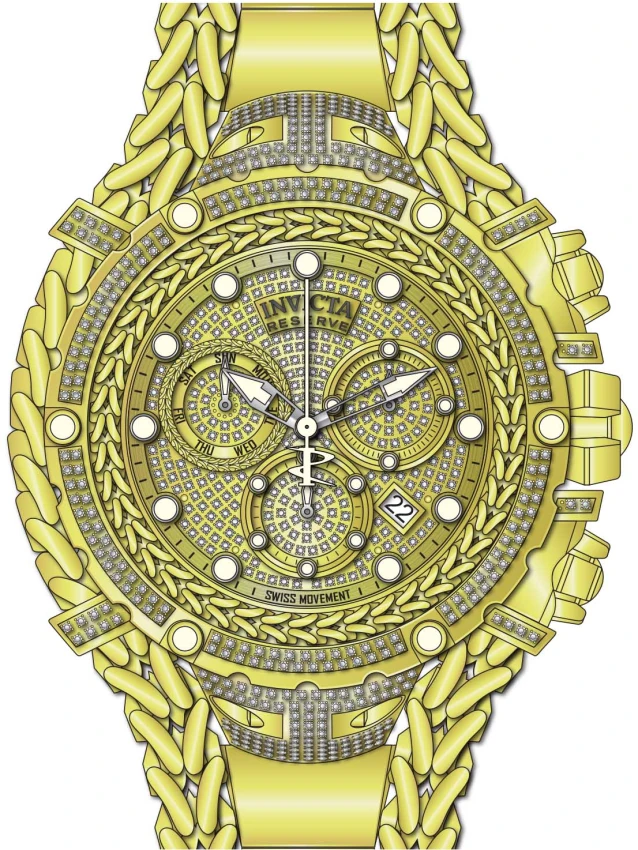 Мужские часы Invicta Reserve Gladiator 2.92 Carat Diamond Swiss Ronda Z60 Caliber - 58.3mm, Gold (37344), цвет: Золотой — фото 2