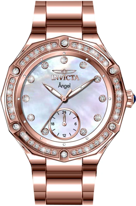 Женские часы Invicta Angel Watch w/ Mother of Pearl Dial - 35mm, Rose Gold (40366), цвет: Золотой — фото 2