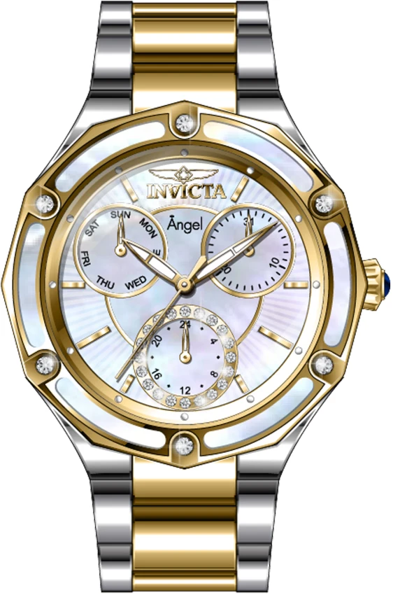Женские часы Invicta Angel Watch w/ Mother of Pearl Dial - 35mm, Steel, Gold (40378), цвет: Стальной / Золотой — фото 2