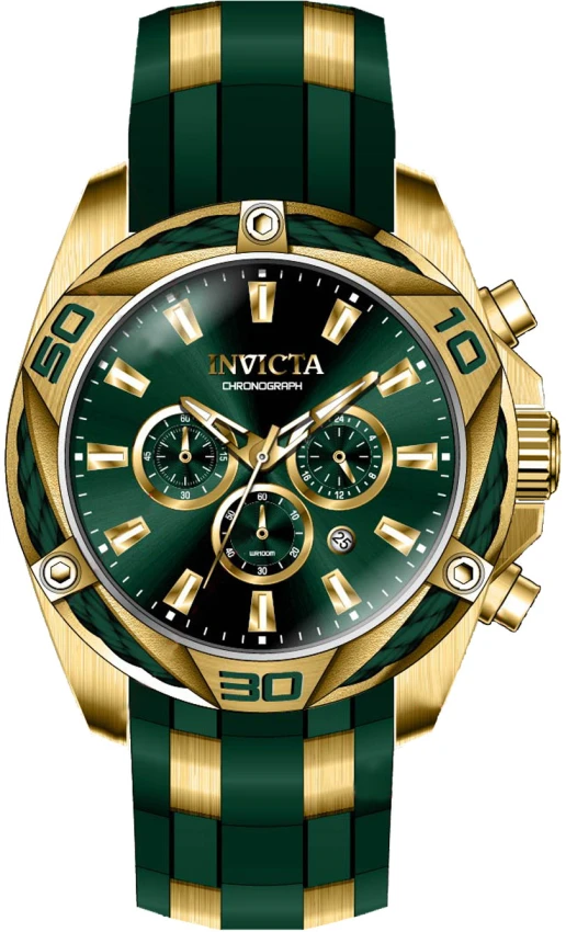 Мужские часы Invicta Bolt Vanguard Watch - 50mm. Gold, Green (43762), цвет: Золотой / Зелёный — фото 2