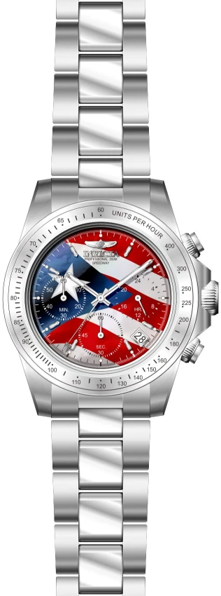 Мужские часы Invicta Speedway Puerto Rico Flag w/ Mother of Pearl Dial - 40mm, Steel (46111), цвет: Стальной — фото 2
