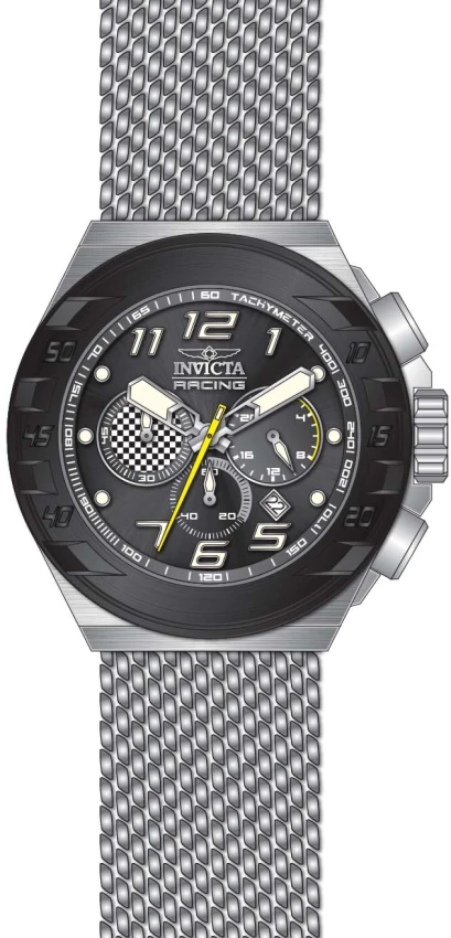 Мужские часы Invicta Racing Checkered Velocity Watch - 48mm. Steel (47203), цвет: Стальной — фото 3