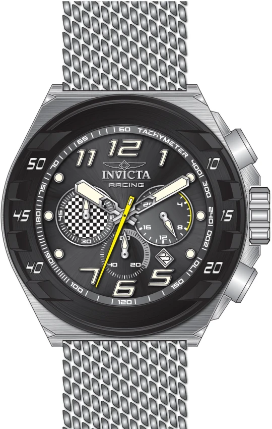 Мужские часы Invicta Racing Checkered Velocity Watch - 48mm. Steel (47203), цвет: Стальной — фото 2