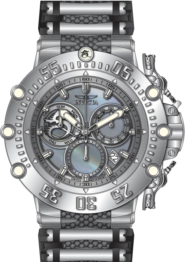 Мужские часы Invicta Subaqua Noma VII Swiss Ronda Z60 Caliber Watch w/ Mother of Pearl Dial - 52mm, Grey, Black, Steel (47612), цвет: Серый / Чёрный — фото 2