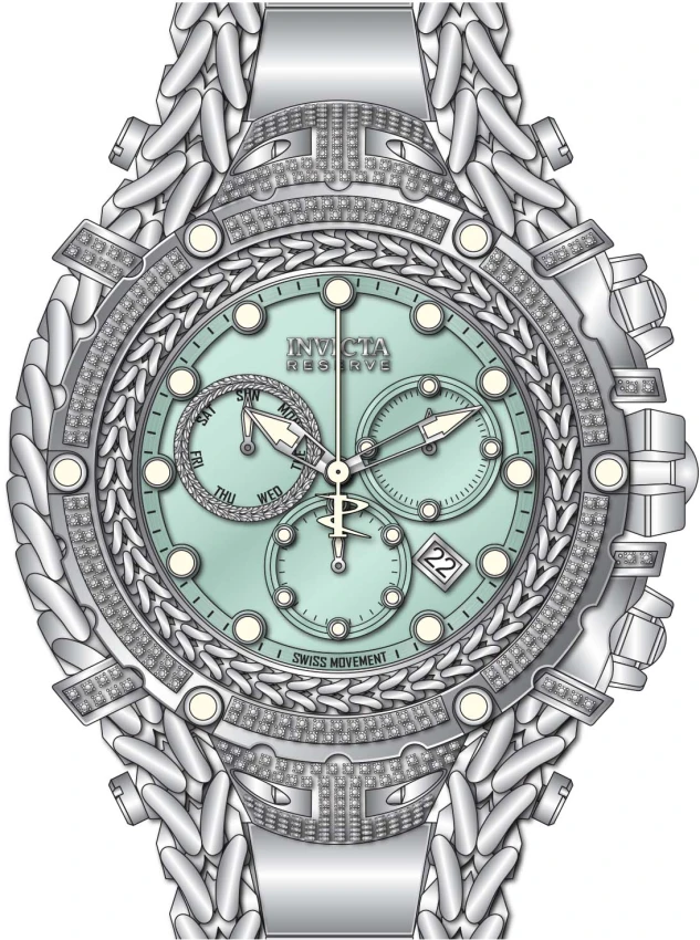 Мужские часы Invicta Reserve Gladiator 1.75 Carat Diamond Swiss Ronda Z60 Caliber Watch - 58.3mm, Steel (48416), цвет: Стальной — фото 2