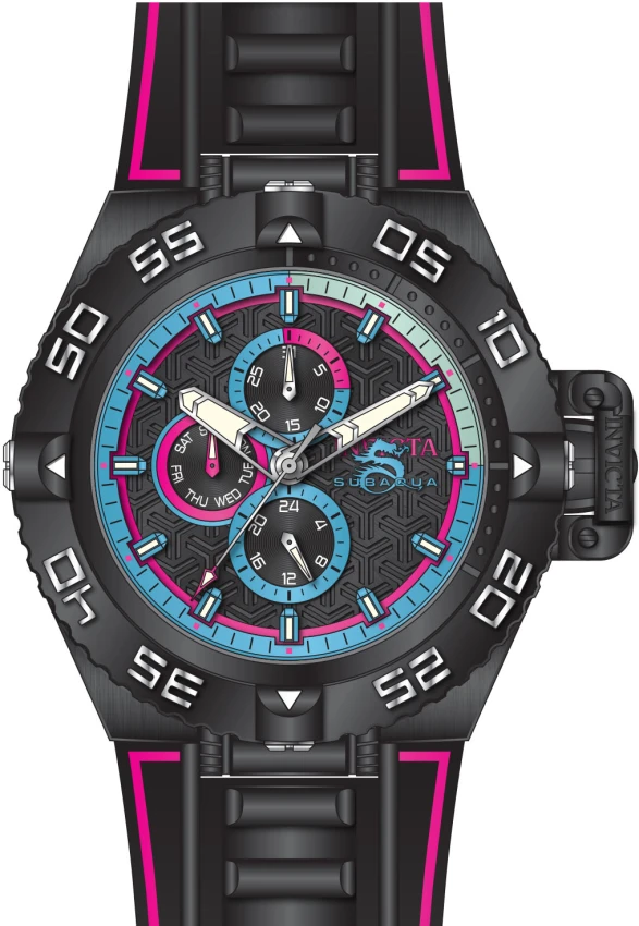 Мужские часы Invicta Subaqua Noma IV Watch - 50mm. Hot Pink. Black (49878), цвет: Чёрный — фото 2