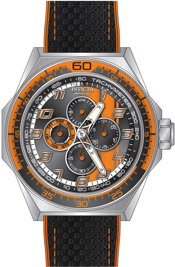 Мужские часы Invicta Racing Stryketach Watch - 50mm. Orange. Black (50043), цвет: Чёрный — фото 2