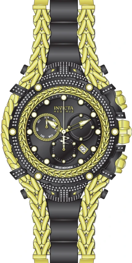 Мужские часы Invicta Gladiator 1.75 Carat Diamond Swiss Ronda Z60 Caliber Watch - 58mm. Black. Gold (50514), цвет: Золотой — фото 2