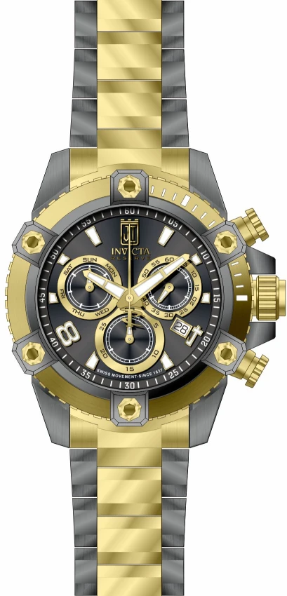 Мужские часы Invicta JT Soverix Swiss Ronda Z60 Caliber Watch - 50mm, Gunmetal, Gold (51276), цвет: Графитовый / Золотой — фото 2