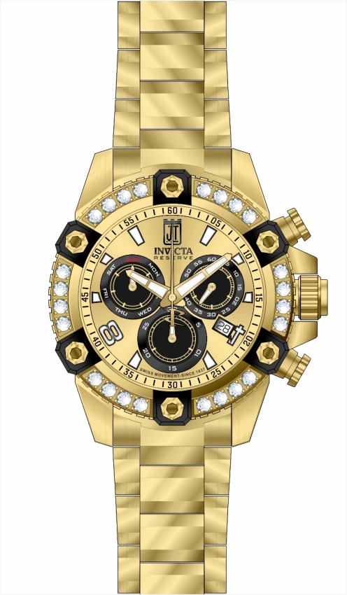 Мужские часы Invicta JT 2.4 CT Cerified LG Diamond Swiss Ronda Z60 Caliber - 50mm, Gold (51291), цвет: Золотой — фото 2