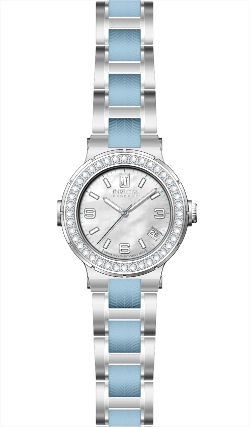Женские часы Invicta JT Auraglyph 1.4 CT Certified LG Diamond Watch - 36mm, Light Blue, Steel (51356), цвет: Синий / Стальной — фото 2