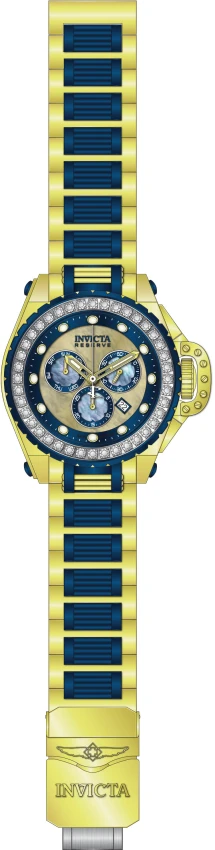 Мужские часы Invicta Flying Fox Reserve 4 CT Certified LG Diamonds Swiss Ronda Z60 Caliber Watch w/ Mother of Pearl Dial - 52.5mm, Dark Blue, Gold (51516), цвет: Синий / Золотой — фото 2