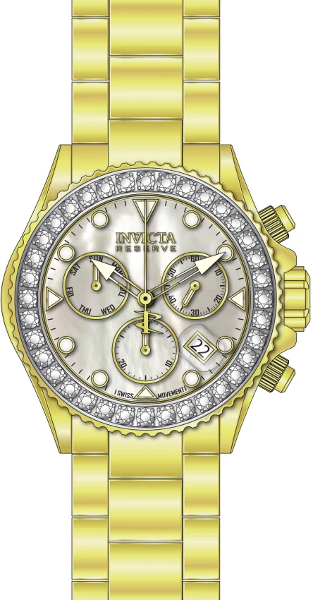 Мужские часы Invicta Reserve Grand Diver Swiss Ronda Z60 Caliber w/ Mother of Pearl Dial - 48mm, Gold (51628), цвет: Золотой — фото 2