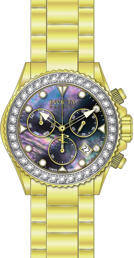 Мужские часы Invicta Reserve Grand Diver Swiss Ronda Z60 Caliber Watch w/ Mother of Pearl Dial - 48mm, Gold (51629), цвет: Золотой — фото 2