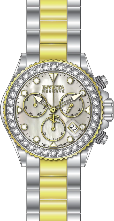 Мужские часы Invicta Reserve Grand Diver Swiss Ronda Z60 Caliber Watch w/ Mother of Pearl Dial - 48mm, Gold, Steel (51630), цвет: Золотой / Стальной — фото 2
